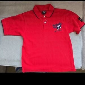 Source Unknown Red Polo with Navy Accents